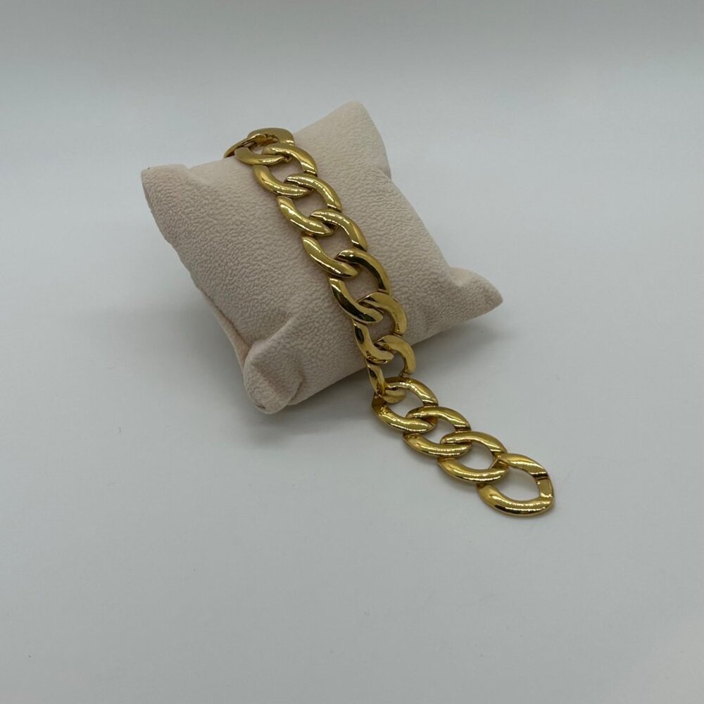 Vintage Napier Gold-tone Bracelet Chunky Curb Link 80s Designer Statement 7 in. - Picture 3 of 14